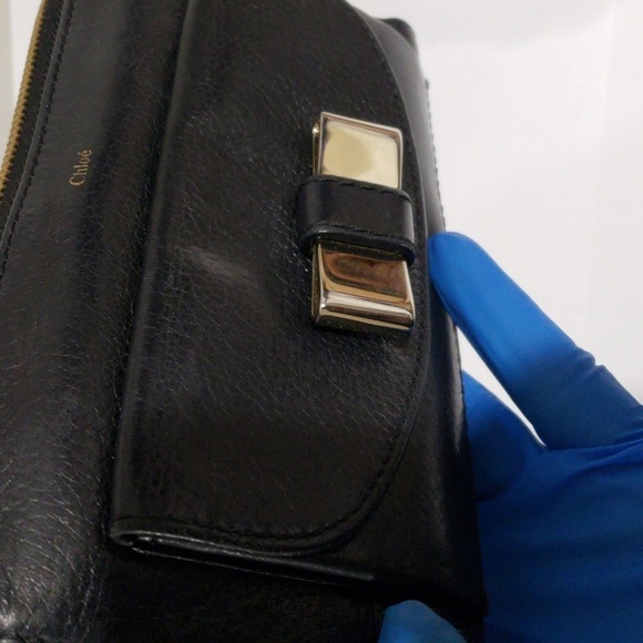 Chloé Black Leather Zip Wallet – Authentic Luxury with Silver Bow Accent 7.5x4" - Picture 13 of 17